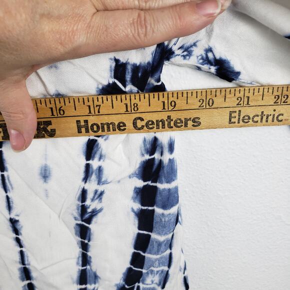 Style Envy Women's S/M Open Front Kaftan Swimsuit Cover Up Blue White Tie Dye - Picture 3 of 8